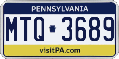 PA license plate MTQ3689