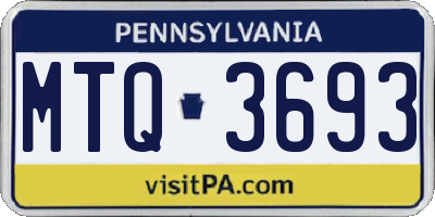 PA license plate MTQ3693