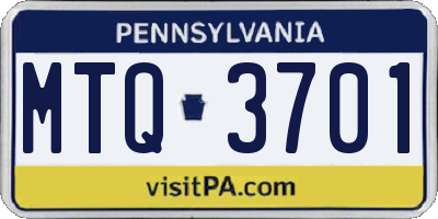PA license plate MTQ3701
