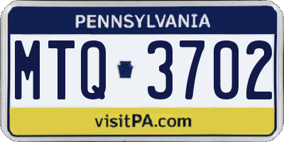 PA license plate MTQ3702