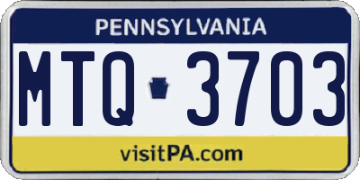 PA license plate MTQ3703