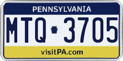 PA license plate MTQ3705