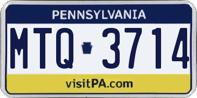 PA license plate MTQ3714