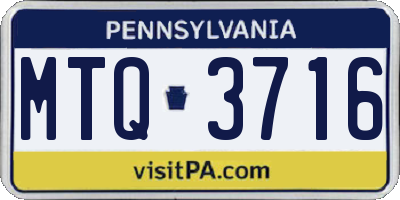PA license plate MTQ3716