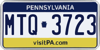 PA license plate MTQ3723