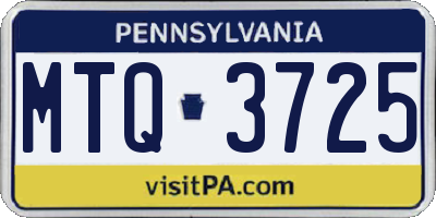 PA license plate MTQ3725