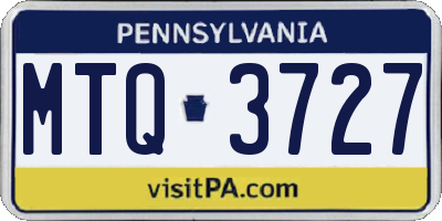 PA license plate MTQ3727