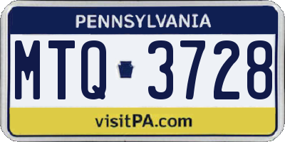 PA license plate MTQ3728