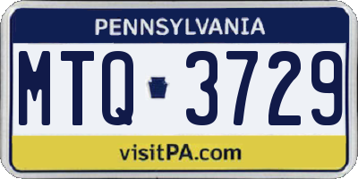 PA license plate MTQ3729