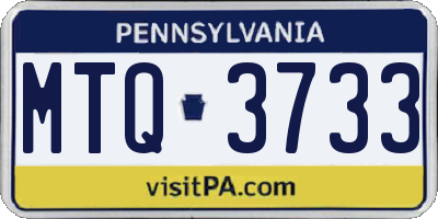 PA license plate MTQ3733