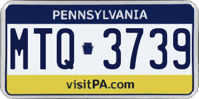 PA license plate MTQ3739