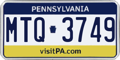 PA license plate MTQ3749