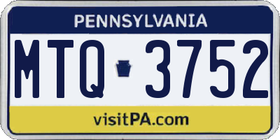 PA license plate MTQ3752
