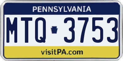 PA license plate MTQ3753