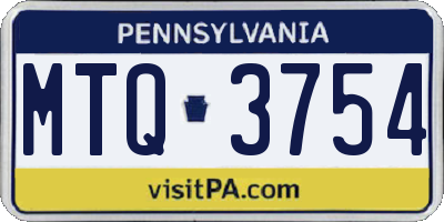 PA license plate MTQ3754