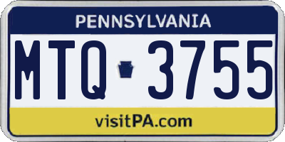 PA license plate MTQ3755