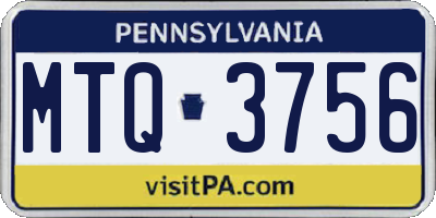 PA license plate MTQ3756