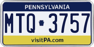 PA license plate MTQ3757