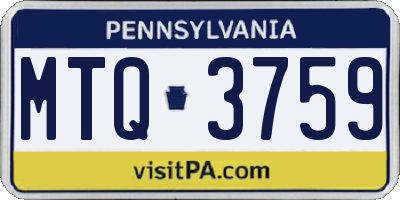 PA license plate MTQ3759