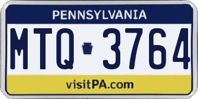 PA license plate MTQ3764