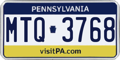 PA license plate MTQ3768