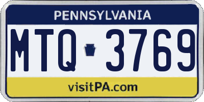 PA license plate MTQ3769