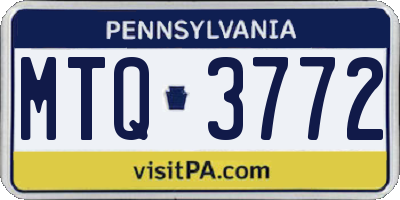 PA license plate MTQ3772