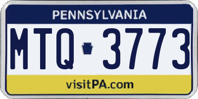 PA license plate MTQ3773