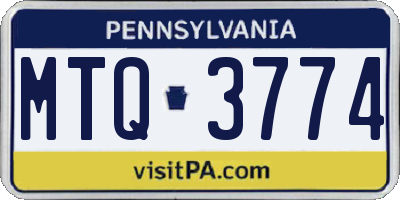 PA license plate MTQ3774