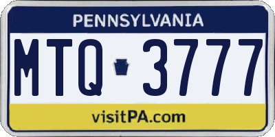 PA license plate MTQ3777