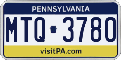 PA license plate MTQ3780