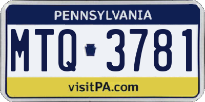 PA license plate MTQ3781