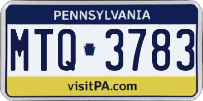 PA license plate MTQ3783