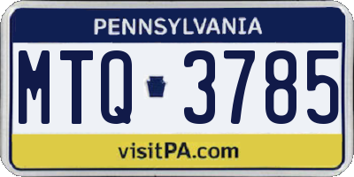 PA license plate MTQ3785