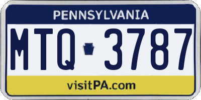 PA license plate MTQ3787