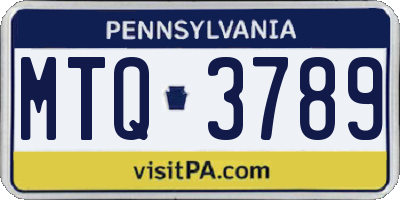 PA license plate MTQ3789