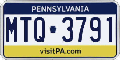 PA license plate MTQ3791