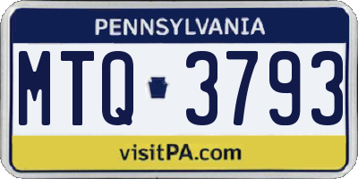 PA license plate MTQ3793