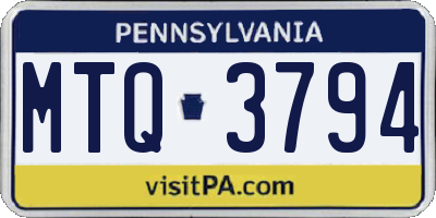 PA license plate MTQ3794