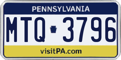 PA license plate MTQ3796