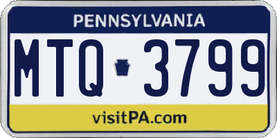 PA license plate MTQ3799