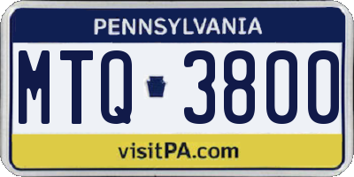 PA license plate MTQ3800