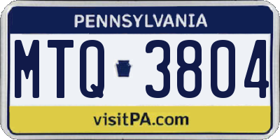 PA license plate MTQ3804