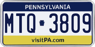 PA license plate MTQ3809