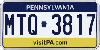 PA license plate MTQ3817