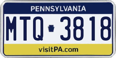 PA license plate MTQ3818