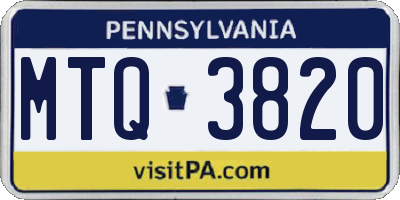 PA license plate MTQ3820