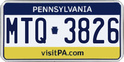 PA license plate MTQ3826