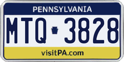 PA license plate MTQ3828