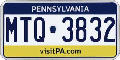 PA license plate MTQ3832